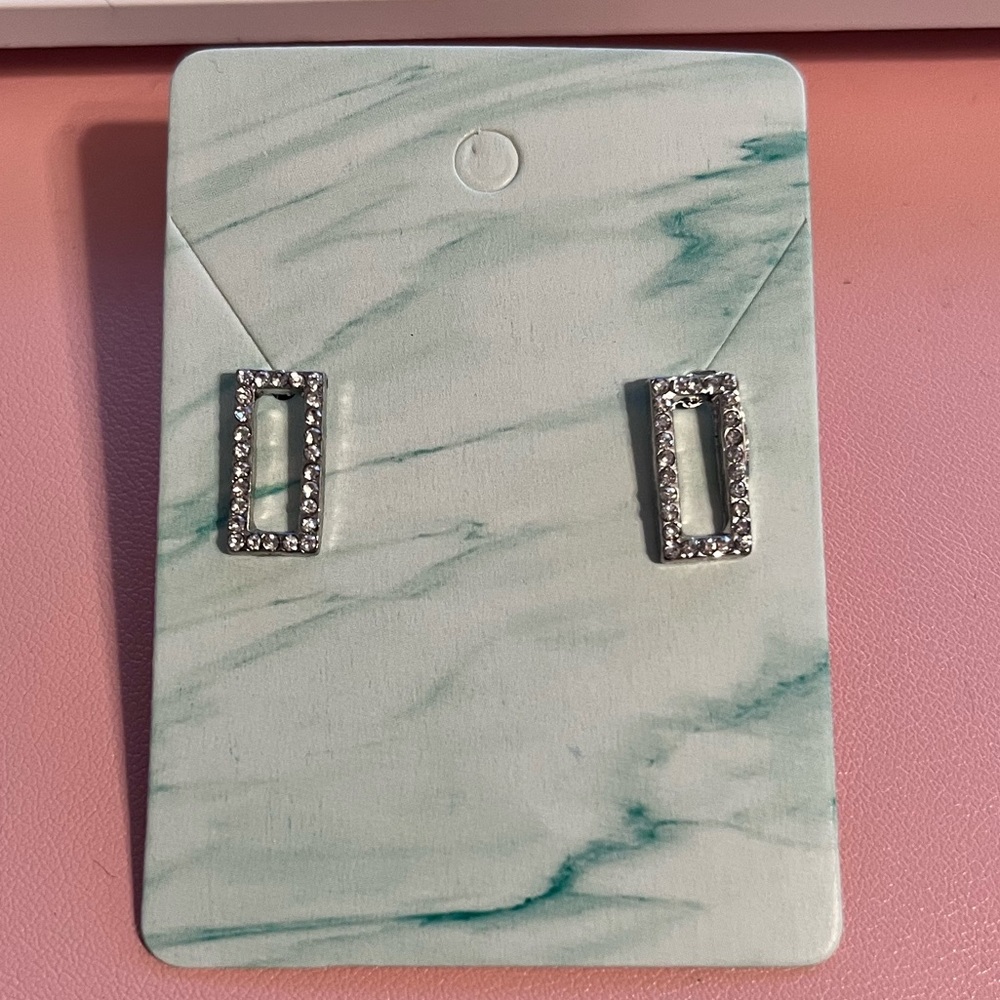 Rectangle Stud Earrings - image 3